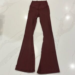 OFFLINE By Aerie High Waisted Crossover Flare Legging (Burgundy, Size Small)
